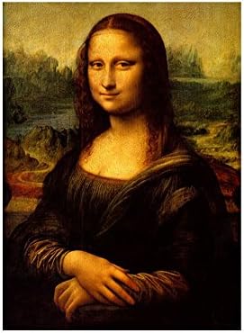 Alonline Art - Mona Lisa מאת לאונרדו דה וינצ'י | תמונה ממוסגרת שחורה מודפסת על בד כותנה, מחוברת